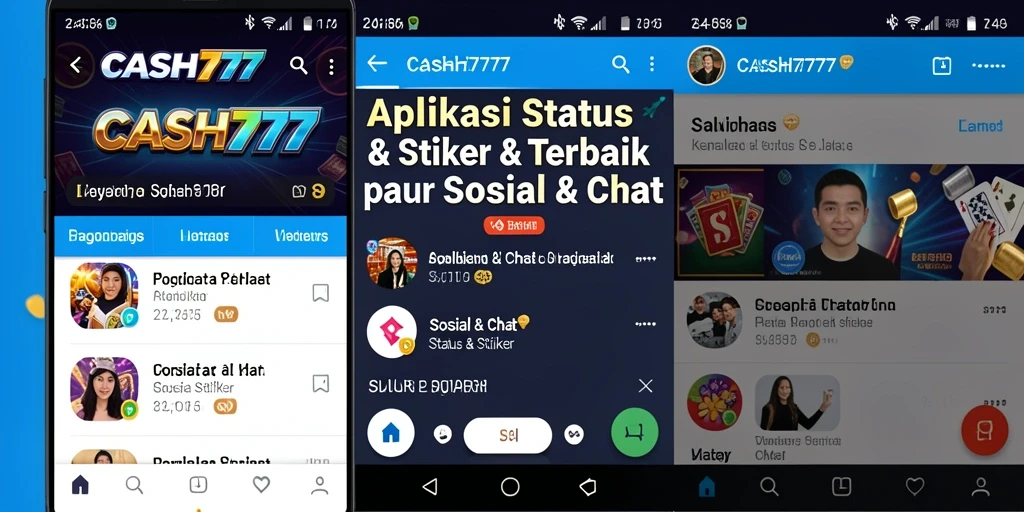 Antarmuka CASH777 menampilkan beragam pilihan stiker untuk chat.