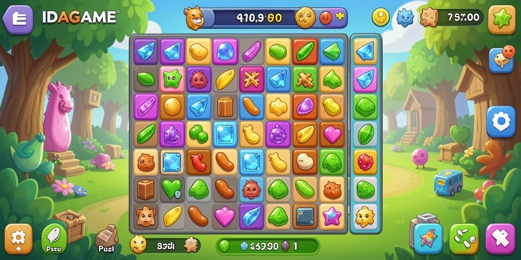 Interface menarik dari game Puzzle Match-3 IDAGAME.