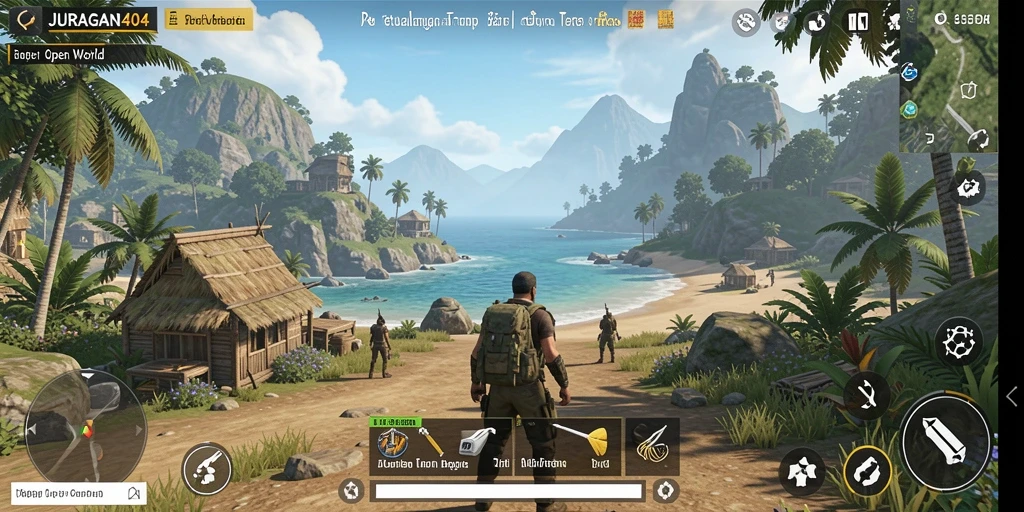 Tampilan antarmuka JURAGAN404 dengan elemen Open World yang menarik.
