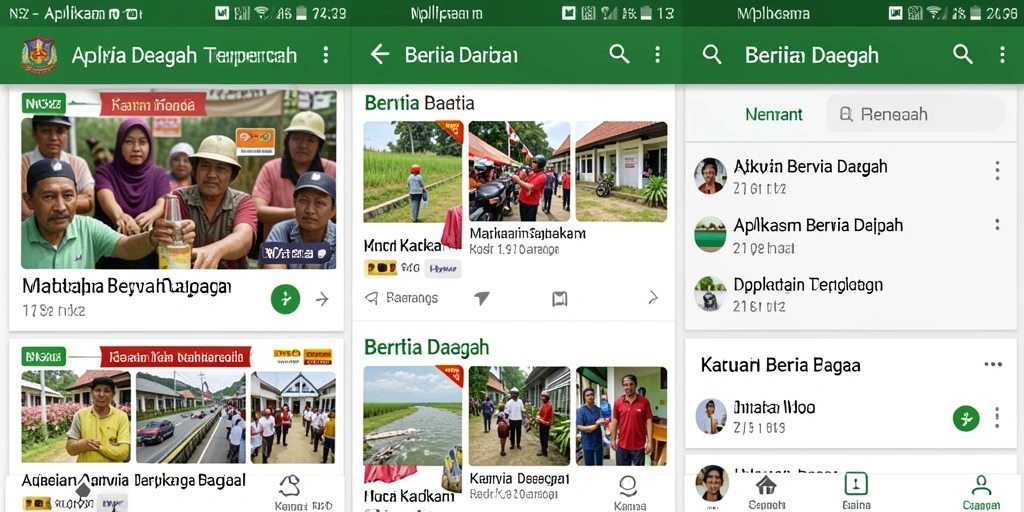 Antarmuka N32 yang menarik dan informatif untuk berita daerah.