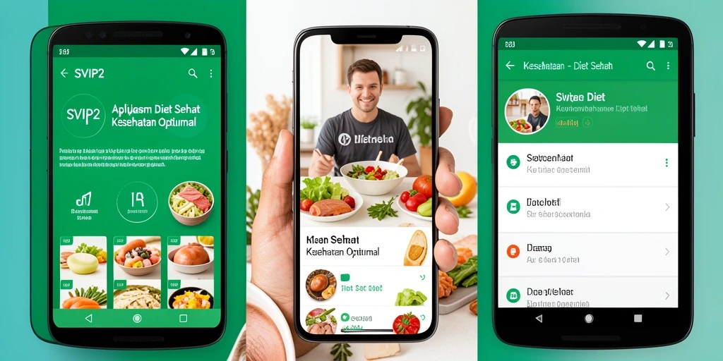 Antarmuka aplikasi SVIP2 menampilkan fitur Diet Sehat yang interaktif.
