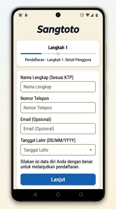 Panduan Registrasi Akun Baru Sangtoto untuk Pengguna Android
